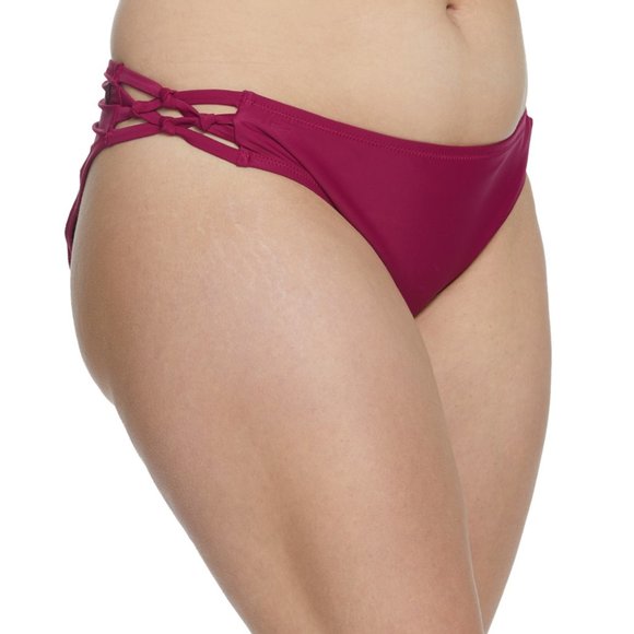 Volcom Simply Solid Full Bikini Bottoms Wine Color - Picture 3 of 8